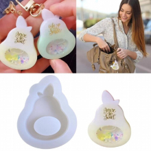 R3MC Glossy Geometry Pear Ornament Silicone Epoxy Resin Mold DIY Keychain Pendant Jewelry for Bag Decorations Craft