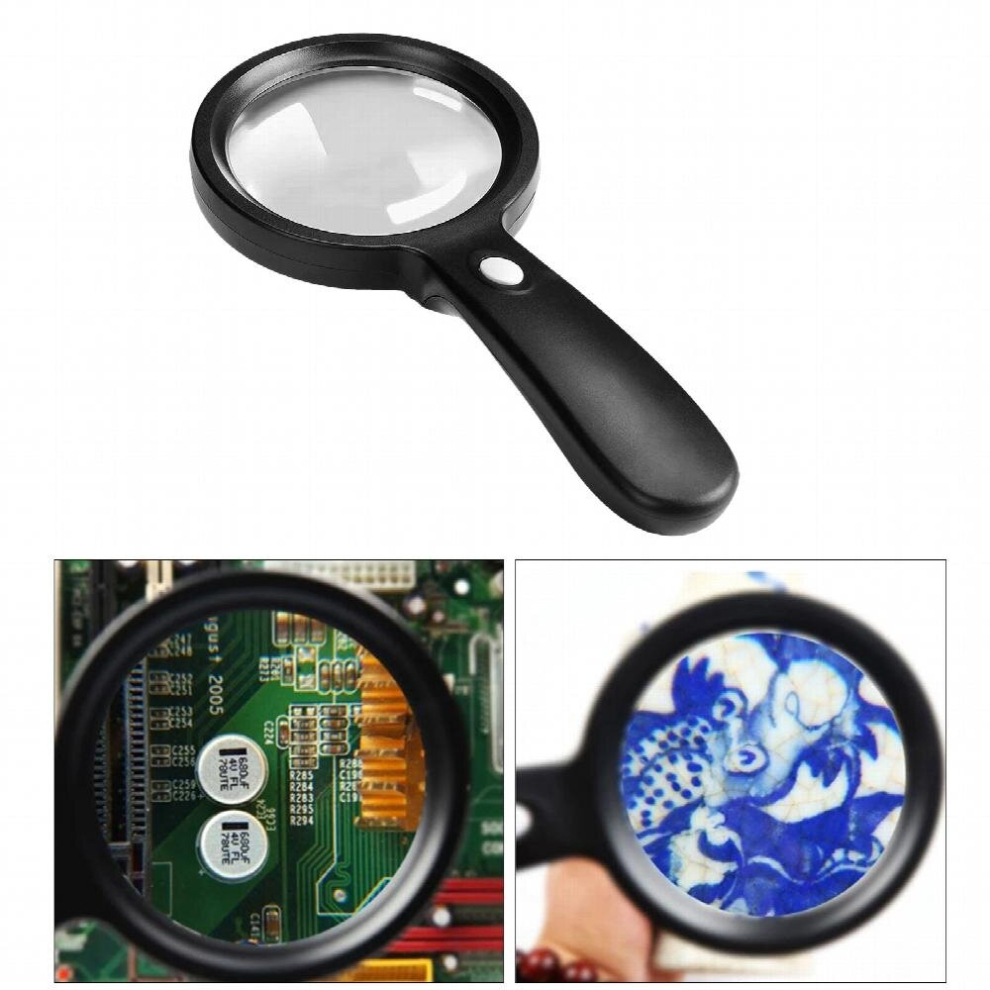 Handheld 10X Reading Magnifying Glass Illuminated Magnifier Microscope Lens