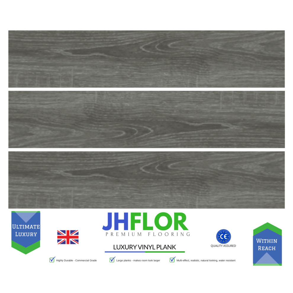 (JH02 Dark Grey) 36pcs/5m² Luxury Vinyl Tiles (LVT) Self Adhesive Wood Look Flooring Kitchen Bathroom