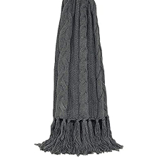 Riva Paoletti Santana Throw - Light Grey - Cable Knit Fabric - 127 x 152cm