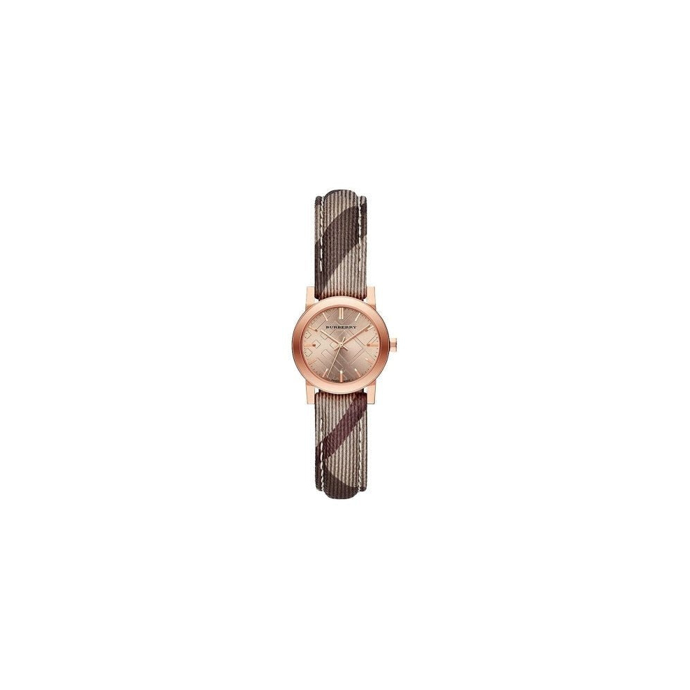 Burberry The City Watch Ladies Rose Gold Haymarket Leather BU9236