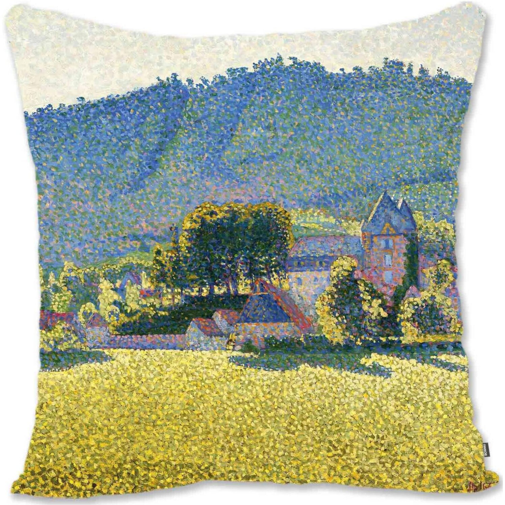 Decorative Toss Pillow Case Cover Protector Pointillism Landscape Art - Signac - Comblat Le Chateau The Valley SN-image-OPC-PCTQ9NM-NEW
