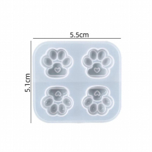 DIY Cat Feet Pattern Mold Mini Four Grid Kitten Paw Key Chain Ornament Mould Hand Making Keychain Mould Accessories Cat Paw