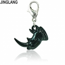 Animal Lobster Clasp Charms Dangle Enamel Rhinoceros Head DIY Charms For Jewelry Making Accessories