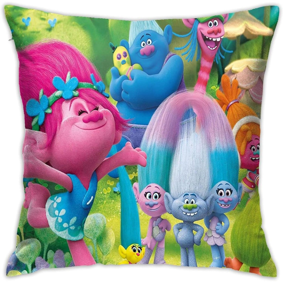 Trolls Cushion Covers Soft Decorative Throw Pillowcases for Couch,Bed,Sofa 18"x18"