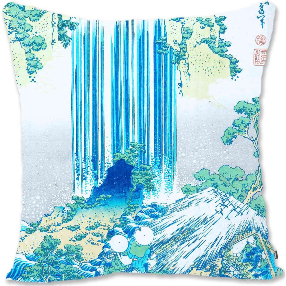 Decorative Toss Pillow Case Cover Protector Japanese Ukiyoe Landscape Art  Hiroshige I Tour Minokoku Yourou Taki from Waterfalls Various Provinces Kh-image-OPC-PCTQCDW-NEW