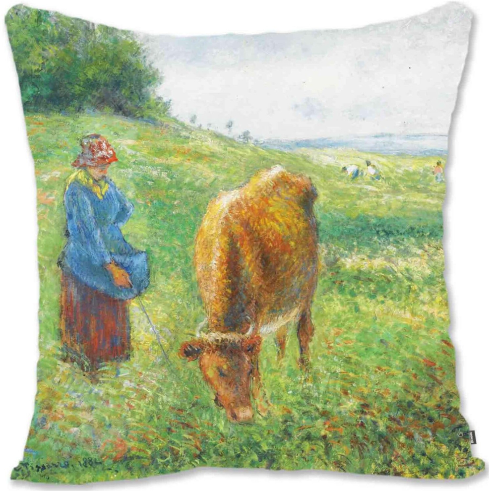 Decorative Toss Pillow Case Cover Protector Impressionist Portrait Art - Pissarro - Cowgirl Cote Des Grouettes Pontoise CA-image-OPC-PCTQDDT-NEW