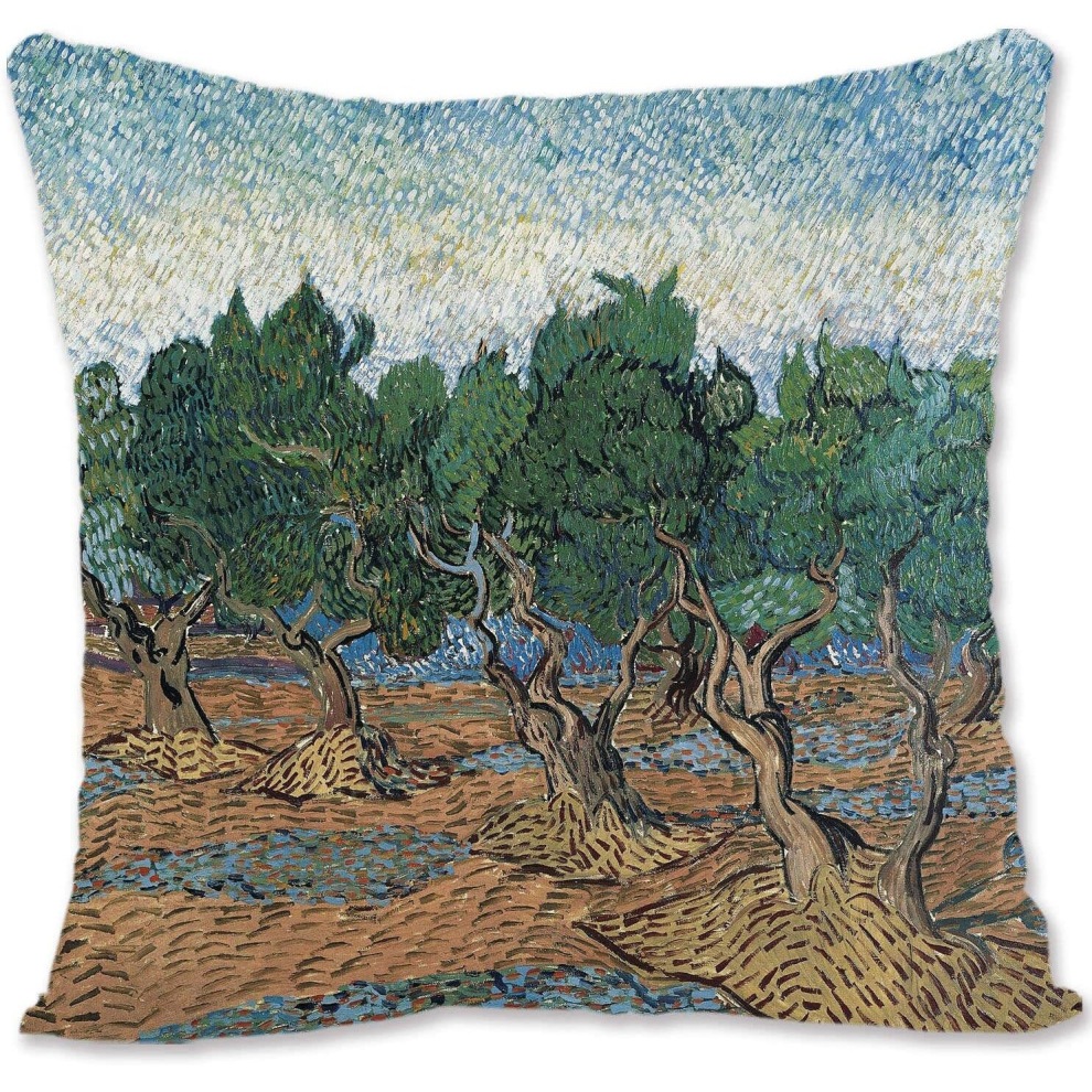 Decorative Toss Pillow Case Cover Protector Landscape Art - Van Gogh - Evening Landscape With Rising Moon VG-Olive Grove  Vg-image-OPC-PCTQF8C-NEW