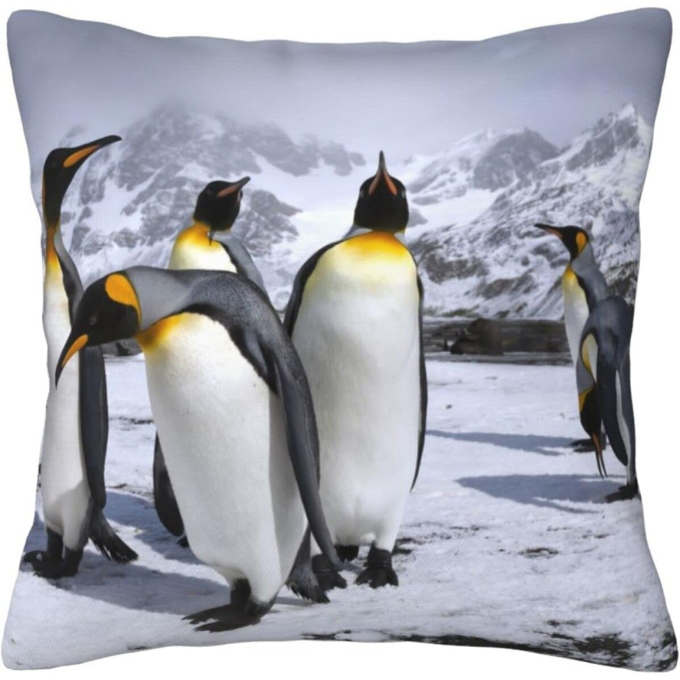 Arctic Animals Penguins Pillow Case Covers Print Cotton Decorative Pillow Case Protector For Room SofaBlackx-image-OPC-PCTQFFN-NEW