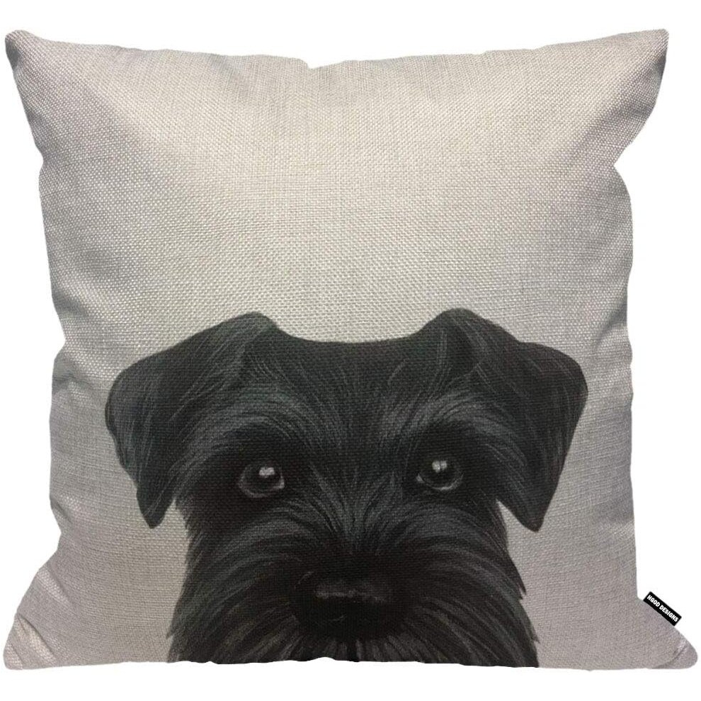 Cushion Cover Black Schnauzer Original Painting Dog PuppyThrow Pillow Case