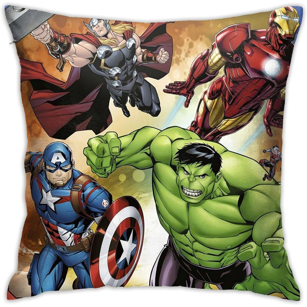 Marvel Avengers Assemble Cushion Covers Soft Decorative Throw Pillowcases for Couch,Bed,Sofa 18"x18"