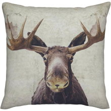 Moose With Two Large Antlers Imitation Linen Throw Pillow Covers Decorative Pillowcase Square Cushion Covers
