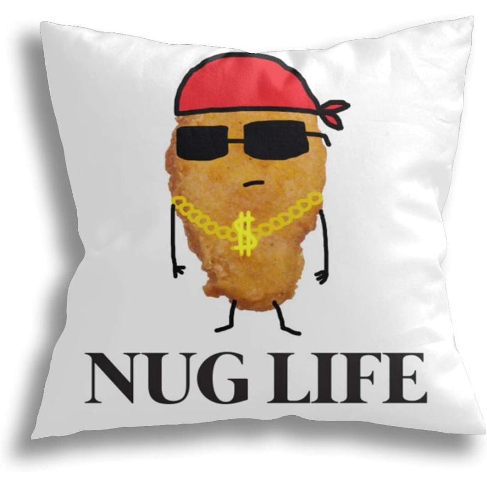 Pillow Covers Decorative Home Decor Pillow Funny Nug Life Chicken Nugget Decor Pillow for Family And Friends 18"x18"