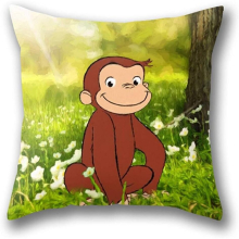 Curious George Pillow Cover Standard Throw Pillowcase 18X18 Inch