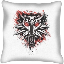 Splatter White Wolf Cushion 18"x18"