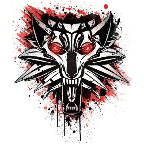 Splatter White Wolf Cushion 18"x18" 1