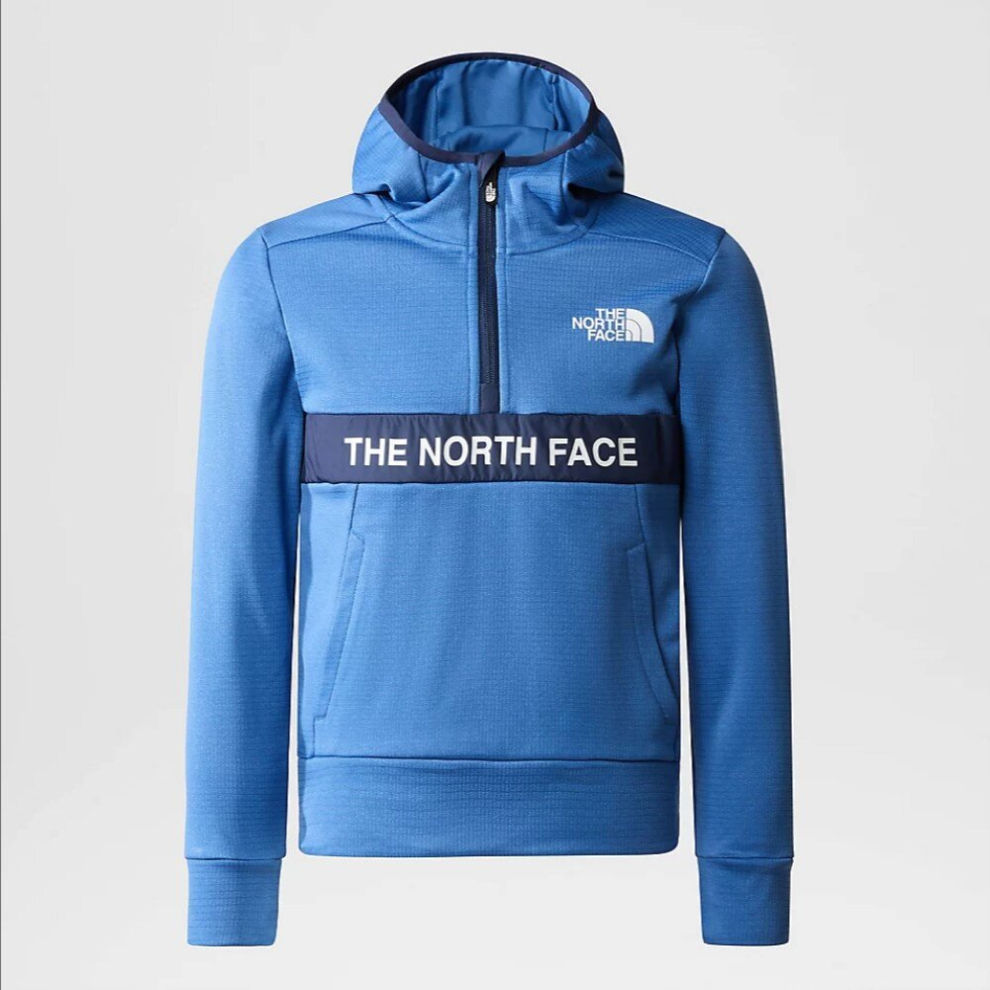 (M) The North Face Boys 1/4 Zip Amphere Hoodie Junior FDR Blue