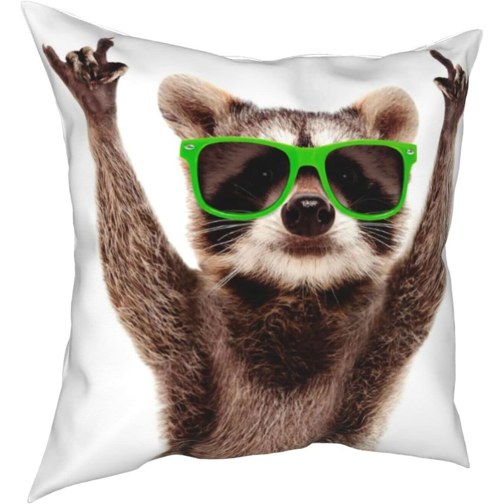 Kerota Funny Raccoon Sunglasses Throw Pillow Covers Decorative X Pillowcase Square Cushion Cases Green