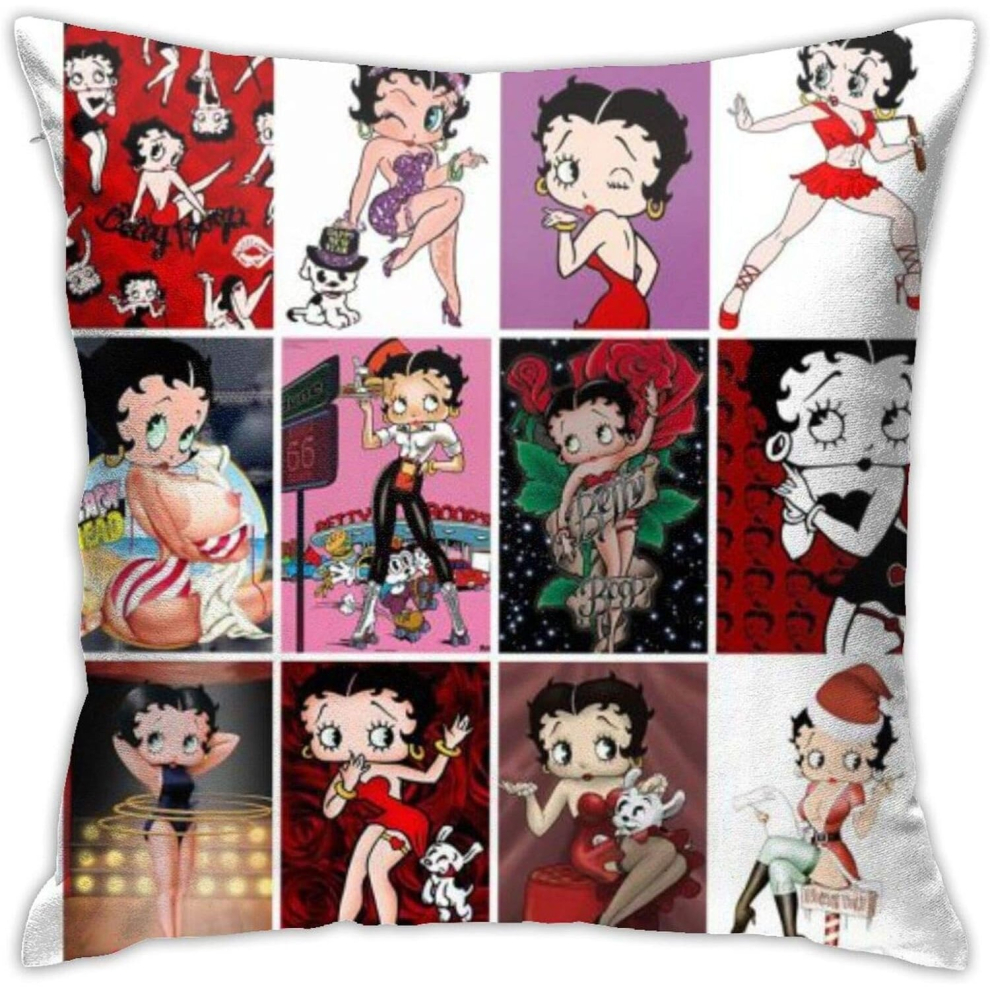 Betty Boop Cushion Cover Sofa Decorative Throw Pillow Case for Home Decor 18x18 Inch