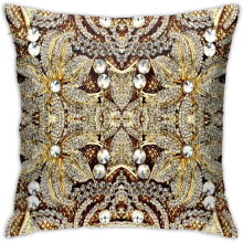 Vintage Art Deco Jewelry Flower Champagne Gold Rhinestone Bedroom Couch Sofa Square Pillow Cases Home Decor Throw Pillow Covers 18x18 Inch