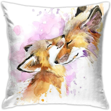 Square pillowcase fox and its mother hug pillowcase