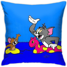 Tom&Jerry Swimming Soft Square Spring Throw Pillow Covers 18x18 Inches, Home Decor for Sofa Bedroom Living Room Car