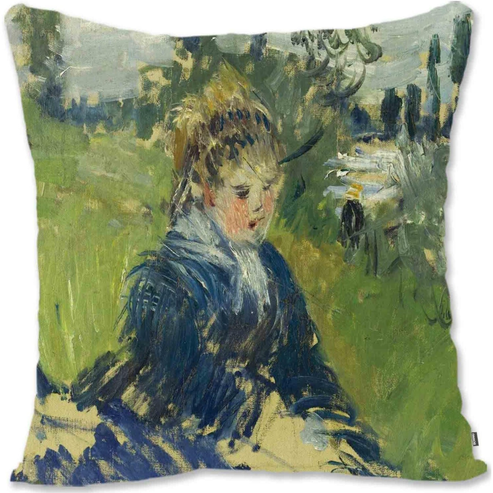 Decorative Throw Pillow Case Cover  Human Art - Monet - The Walkers  MO-At the Meadow Vetheuil Mo-image-OPC-PCTRGND-NEW