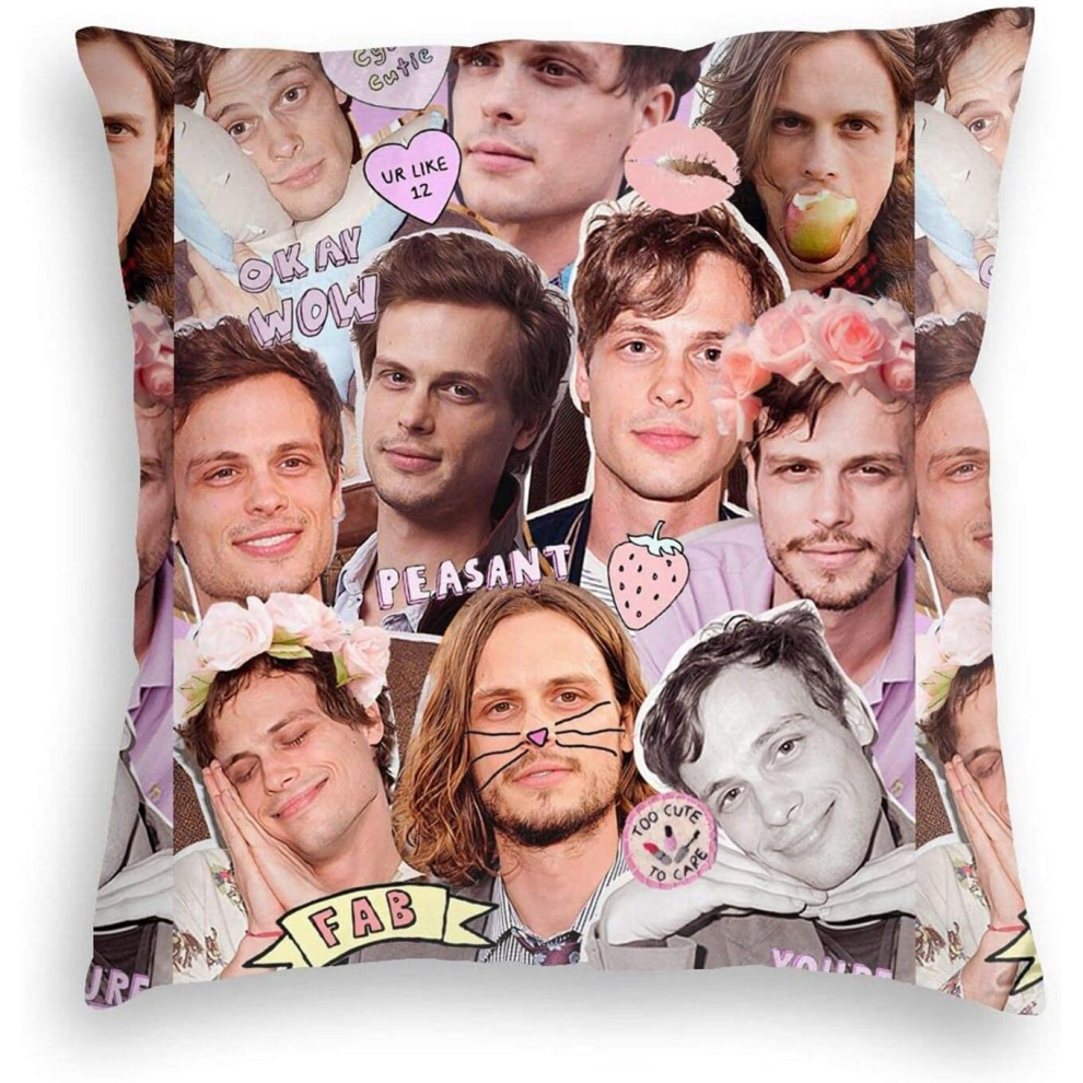 Criminal Minds Dr.Spencer Reid Matthew Gray Gubler Collage Velvet Decorative Throw Pillow Cover 18"x18"