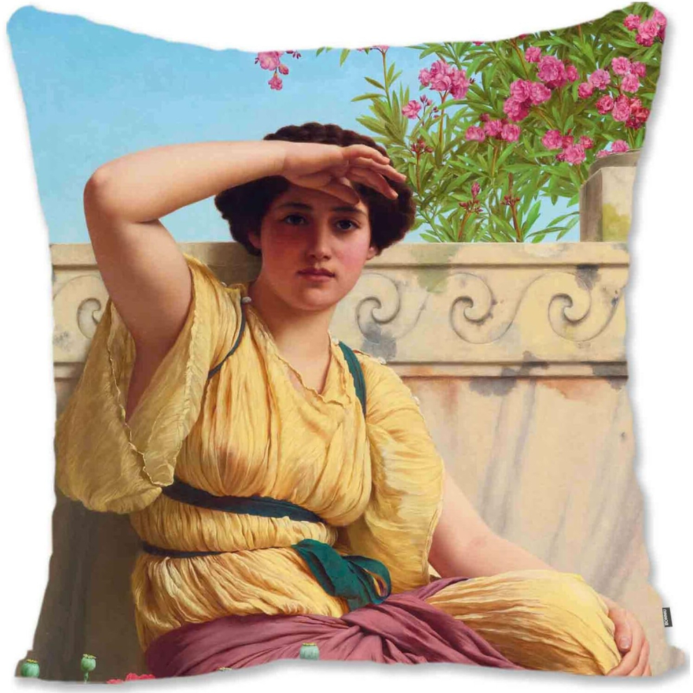 Throw Pillow Case Cover with Zipper Velvet Cushion Cover Sofa Pillowcase Pre-Raphaelite Woman Portrait Art - Godward - Memories JG-A Tryst Jg-image-OPC-PCTRMD8-NEW
