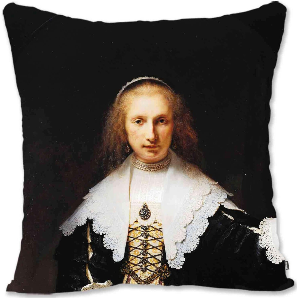 Decorative Toss Pillow Case Cover Protector Renaissance Baroque Woman Portrait Art - Rembrandt --Agatha Bas Rv-image-OPC-PCTRMD7-NEW