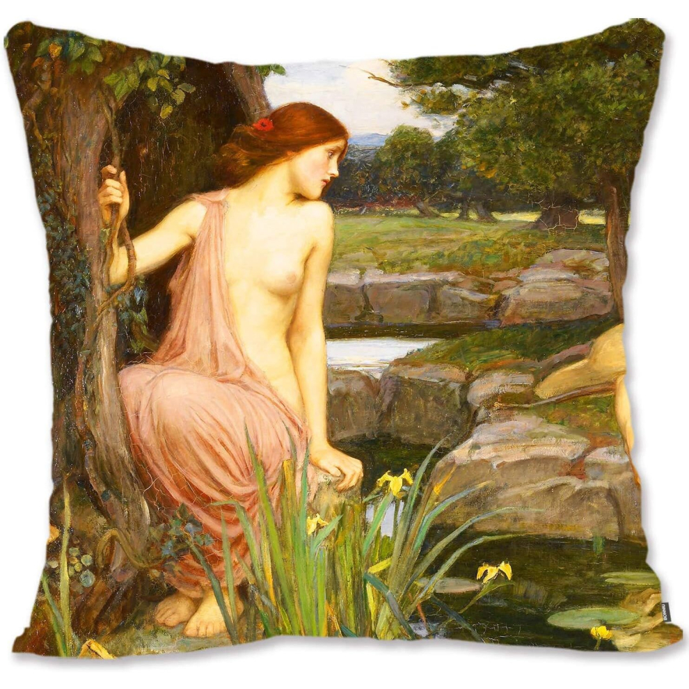 Decorative Throw Pillow Case Cover People Art - Waterhouse - The Lady Of Shalott JW-Echo and Narcissus Jw-image-OPC-PCTRPPF-NEW