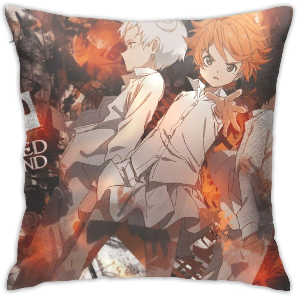 The Promised Neverland Anime Pillowcase, 18x18 Inch Home Living Room Sofa Car Seat Decoration Pillowcase, Soft Velvet Square Throw Pillowcase-image-OPC-PCTRTGD-NEW