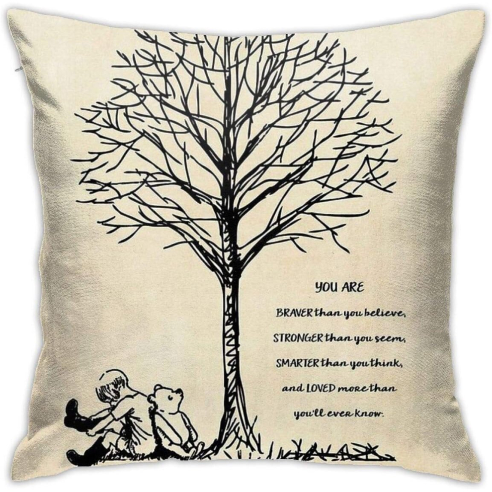 Winnie The Pooh - You Are Braver Cushion Throw Pillow Cover Decorative Pillow Case For Sofa Bedroom 18"x18"