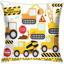 Square Construction Crew Vehicles Truck Throw Pillow Covers