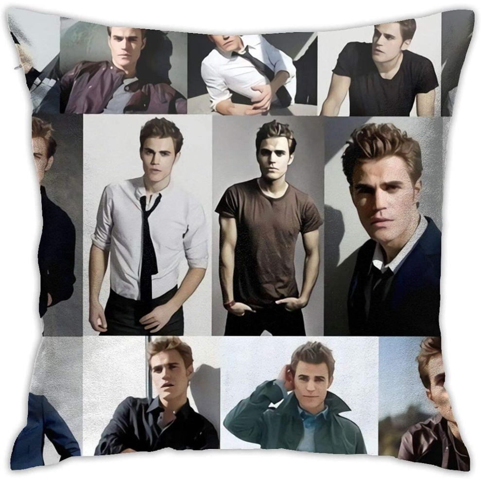 Stefan Salvatore Tvd Gifts Vampire Diaries Squre PillowCase Pa_ul Wes_Ley Gifts Home Decoration Zippered Pillow Cover18"x18"