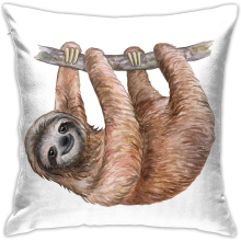 Teal Pillowcase Cute Cartoon Brown Sloth On The Tree Little Star Pillow Cover