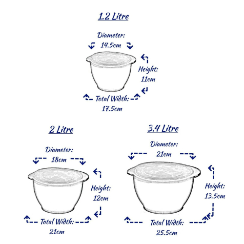 Alpina 3 Piece Mixing Bowl Set Plastic With Pouring Lip Lids Baking 1