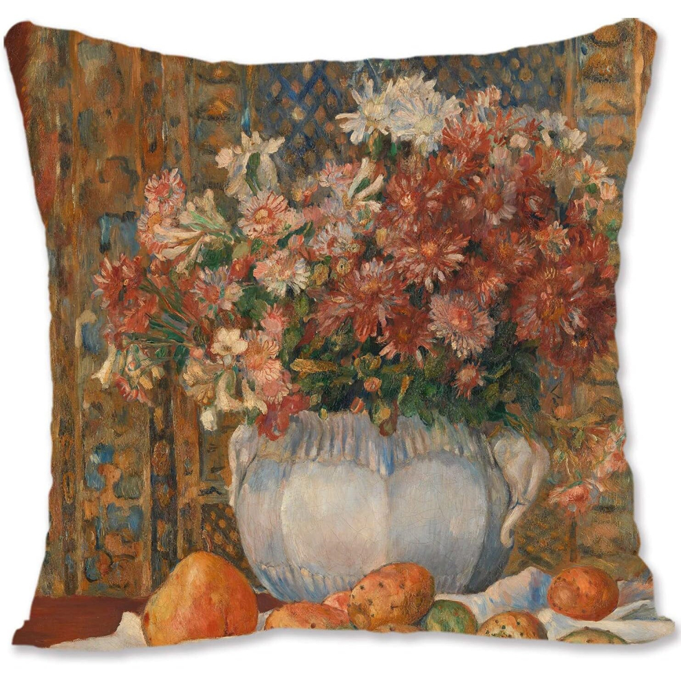 Decorative Throw Pillow Case Cover Floral Art - Bosschaert - Bouquet Of Flowers In A Glass Vase  AB-Still Life With Flowers and Prickly Pears Re-image-OPC-PCTS78G-NEW