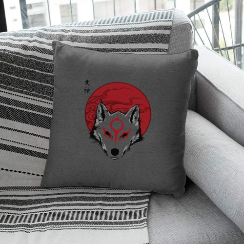 Okami Red Sun God Cushion 18"x18" 2