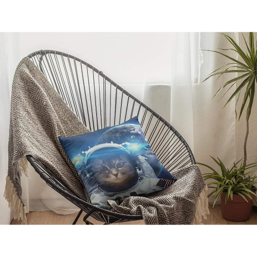 Square Cute Astronaut Cat Nebula Galaxy Outer Throw Pillow Covers 2