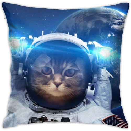 Square Cute Astronaut Cat Nebula Galaxy Outer Throw Pillow Covers