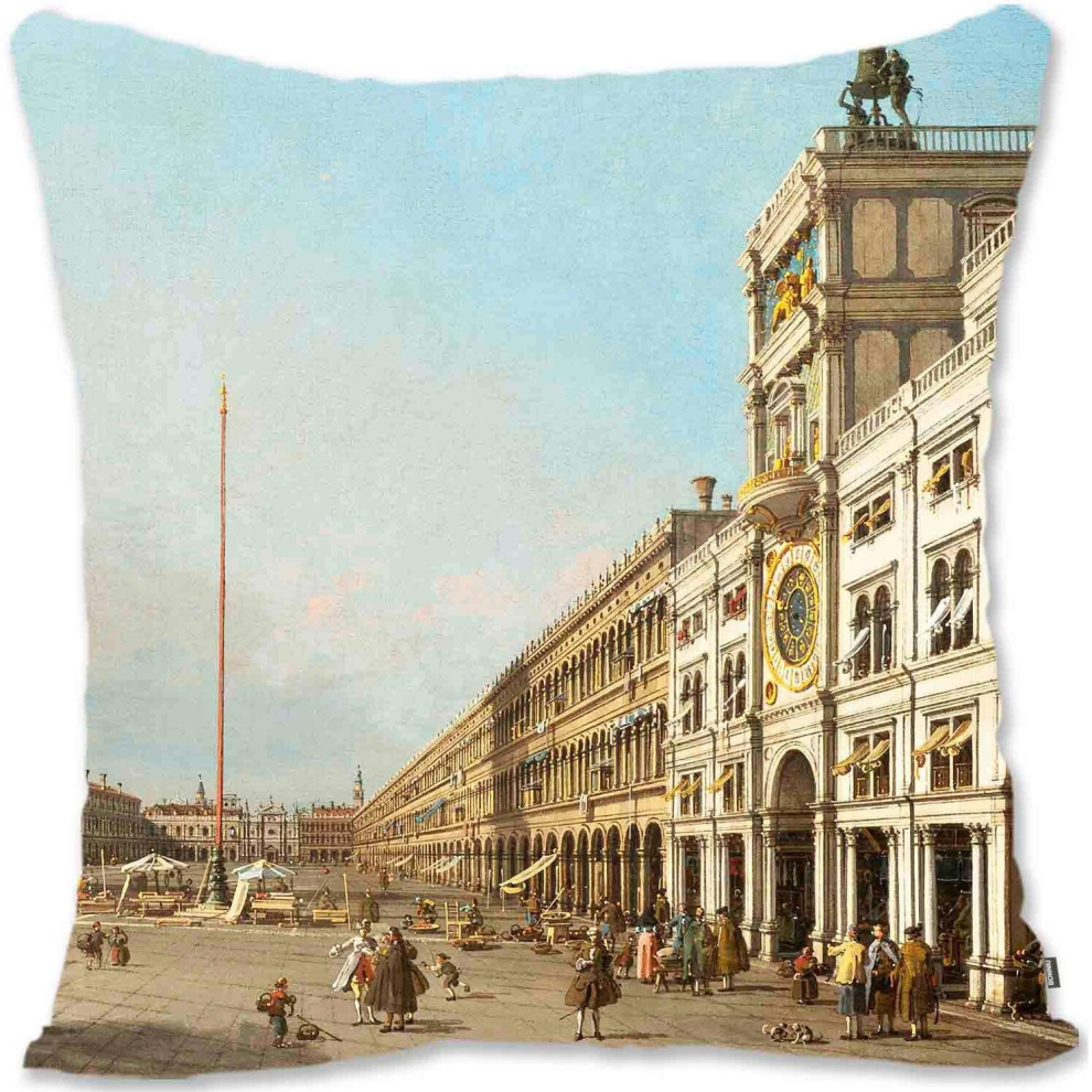 Decorative Throw Pillow Case Cover th-Century Venice Landscape Art - Canaletto --Piazza San Marco Looking South and West Gc-image-OPC-PCTSBDZ-NEW