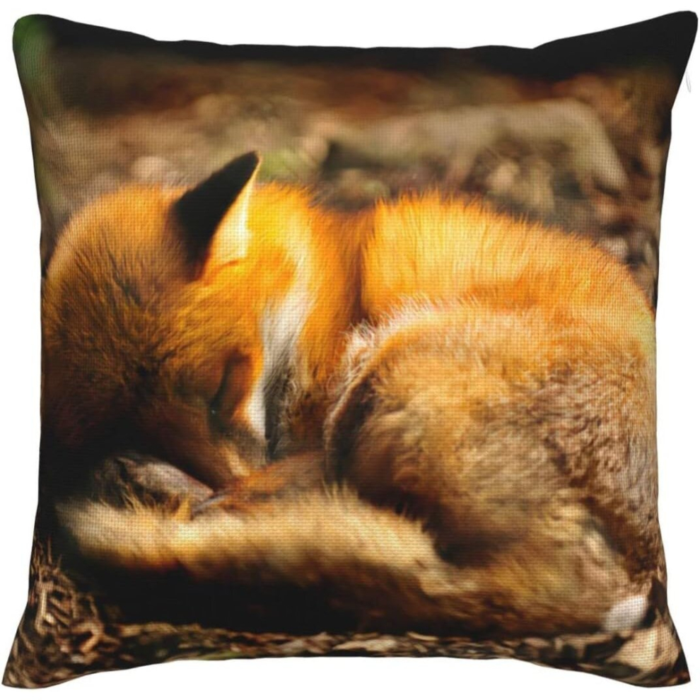 Sleeping Fox In The Forest Imitation Linen Throw Pillow Covers Decorative Pillowcase Square Cushion Covers-image-OPC-PCTSCDN-NEW