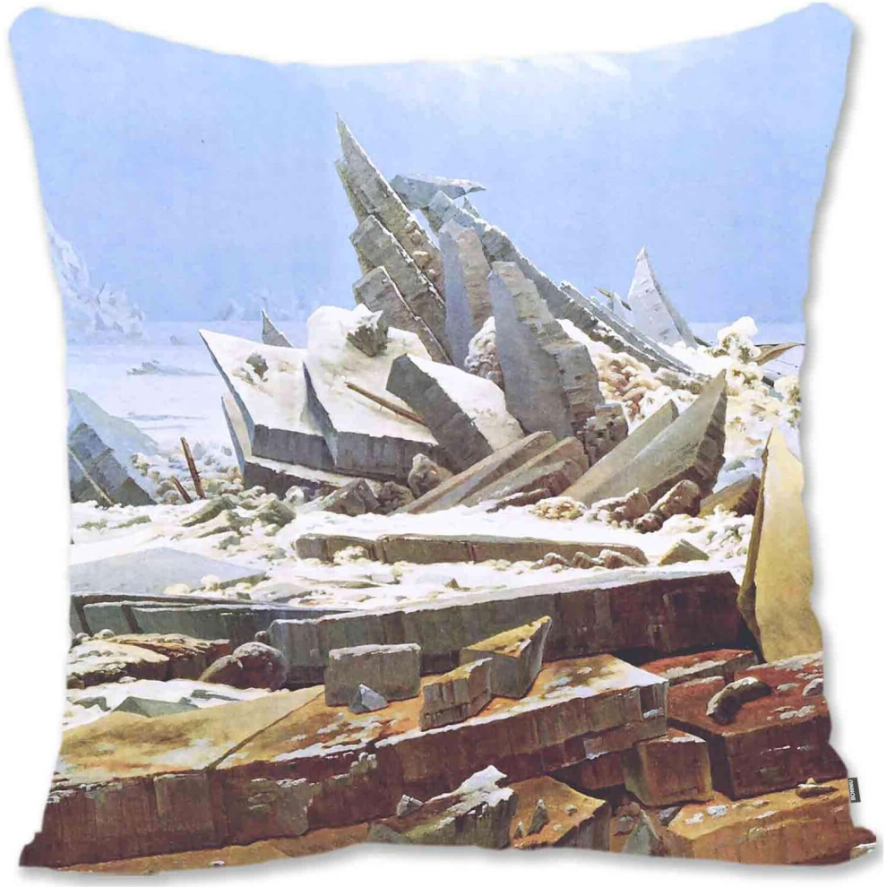 Decorative Toss Pillow Case Cover Protector Romantic Landscape Art - Friedrich - The Sea Of Ice The Shipwreck Of Hope CD-image-OPC-PCTSFMK-NEW