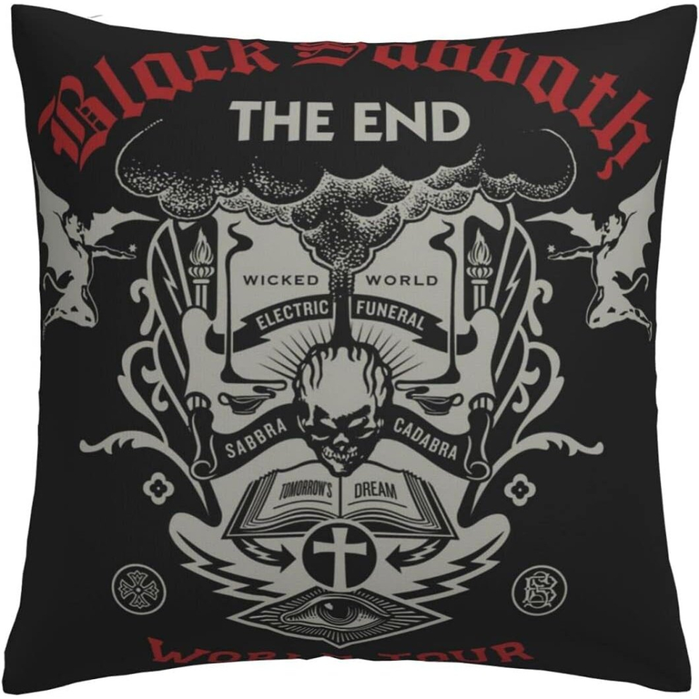 Black Sabbath Cushion Covers 45 X 45 Cm Square Throw Pillowcases For Sofa Bedroom With Invisible Zipper 18 X 18 Inch Sets Of 1