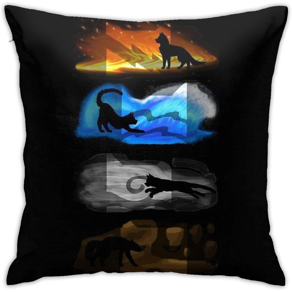 Warrior Cats Four Elements Four Clans Cushion Throw Pillow Cover Decor Pillow Case For Sofa Bedroom 18"x18"-3