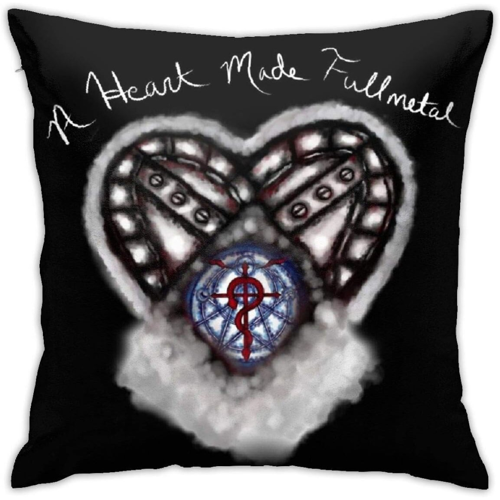 A Heart Made Fullmetal-Black Pillowcases, Floor Pillowcases, Sofa Cushions Cushion Covers 18"x18"-image-OPC-PCTSBSR-NEW