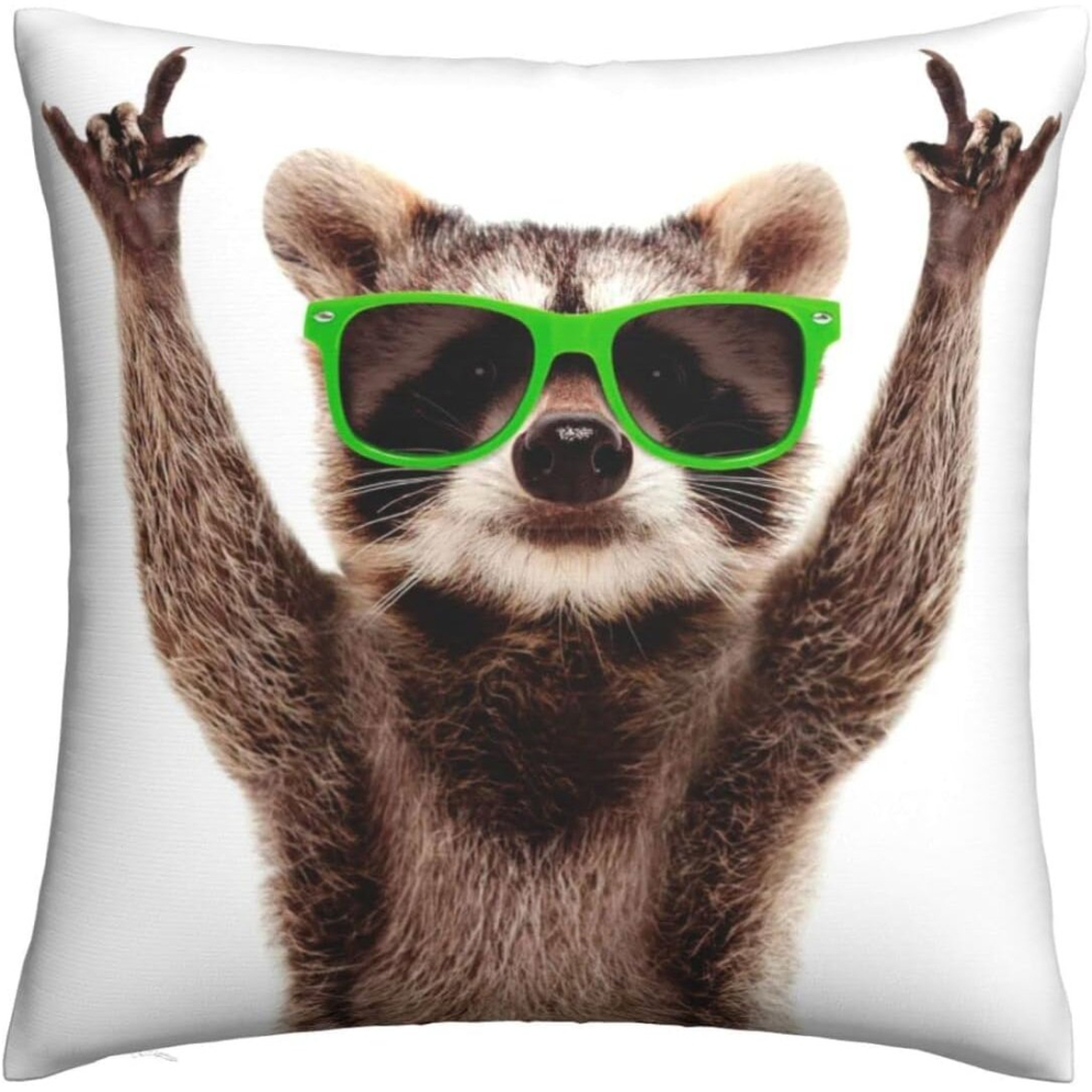 Kerota Highland Cow Pillow Covers X Decorative Throw Pillowcasesfunny Raccoon Sunglasses Green