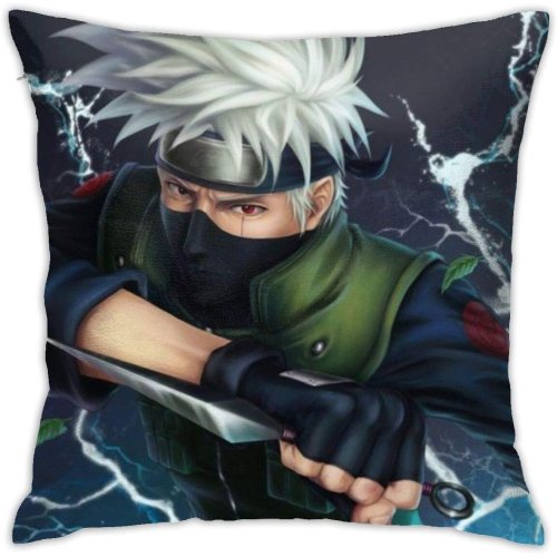 Unisex Anime Cool Kakashi Bedside Square Warm Pillow Case for Dormitory