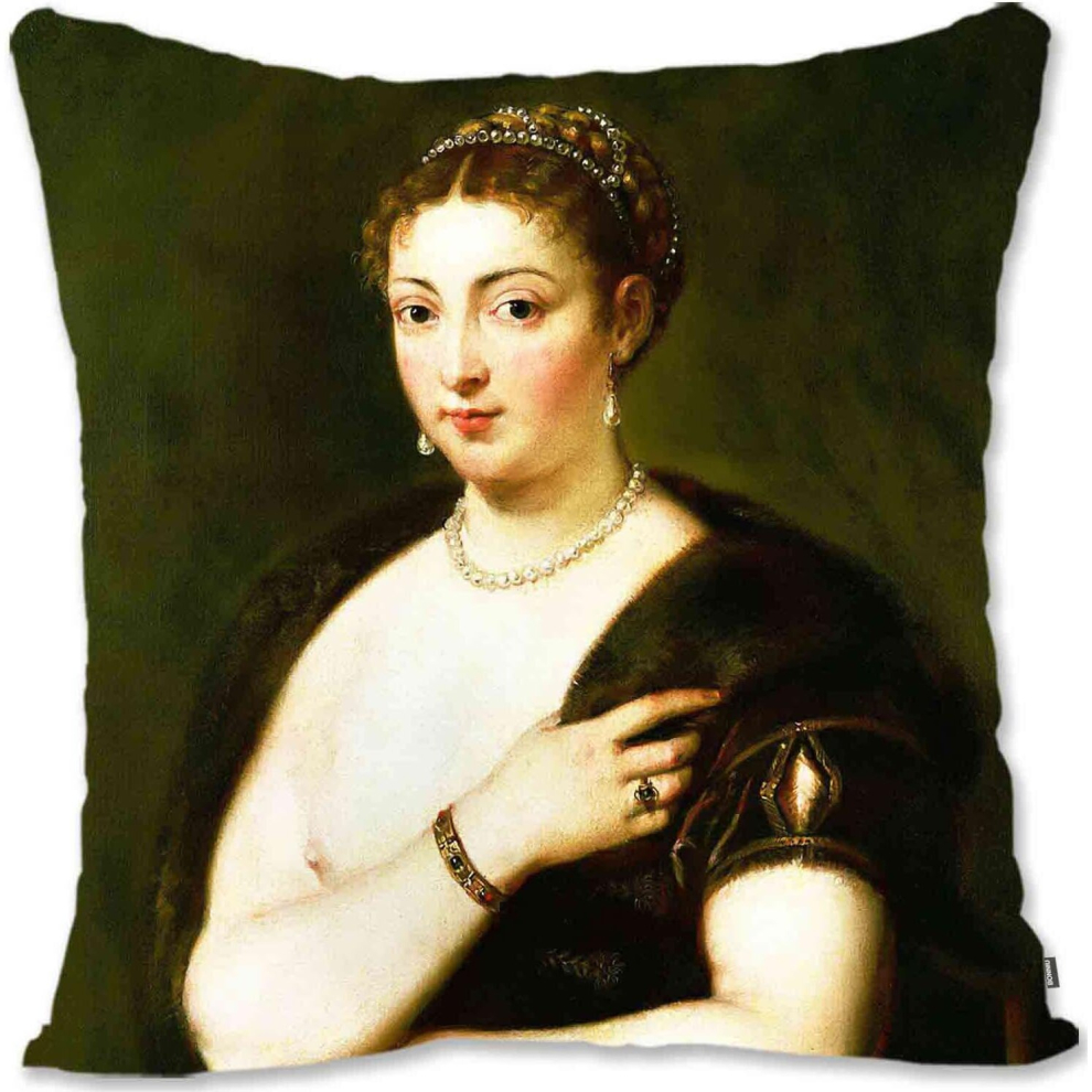 Decorative Toss Pillow Case Cover Protector Renaissance Baroque Woman Portrait Art - Rubens --Young Woman in a Fur Wrap Rb-image-OPC-PCTSN8V-NEW
